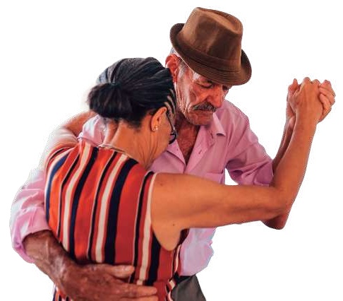 Antônio dançando samba com a esposa Nilda